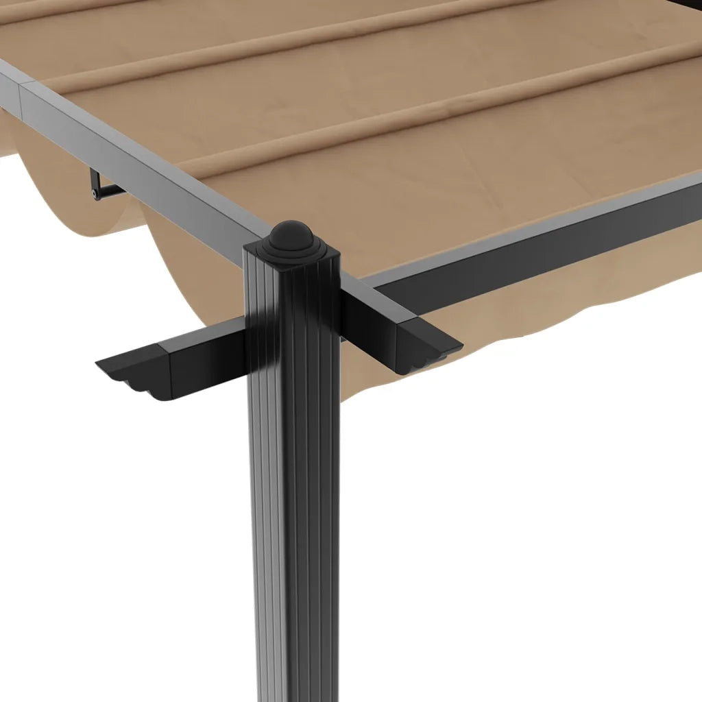 Gazebo da Giardino con Tetto Retrattile Tortora 3x6 m Alluminio