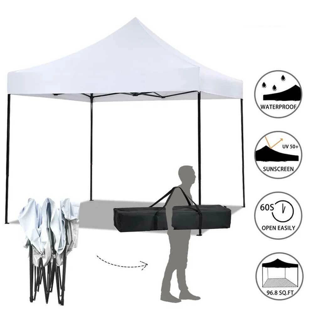 Gazebo 3x3 Pieghevole Impermeabile Richiudibile a Fisarmonica Professionale Bianco
