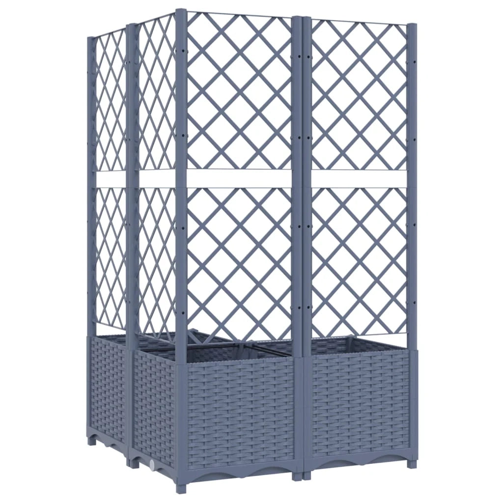 Fioriera rialzata per piante fiori terrazza giardino con traliccio 80 x 80 x 136 cm PP grigio 02_0038318