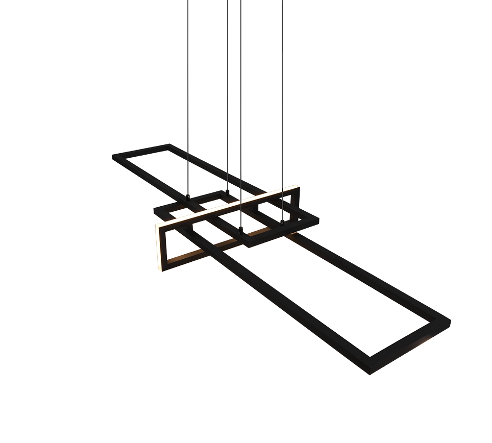 Lampada a sospensione triplo rettangolo, metallo, nero, L 110 cm, Salinas