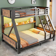 letto a castello metallo e legno nero 145 x 204 cm