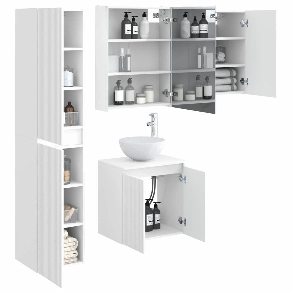 Set di Armadi da Bagno 5 pcs Bianco 53 x 15,5 x 70 cm 3407303