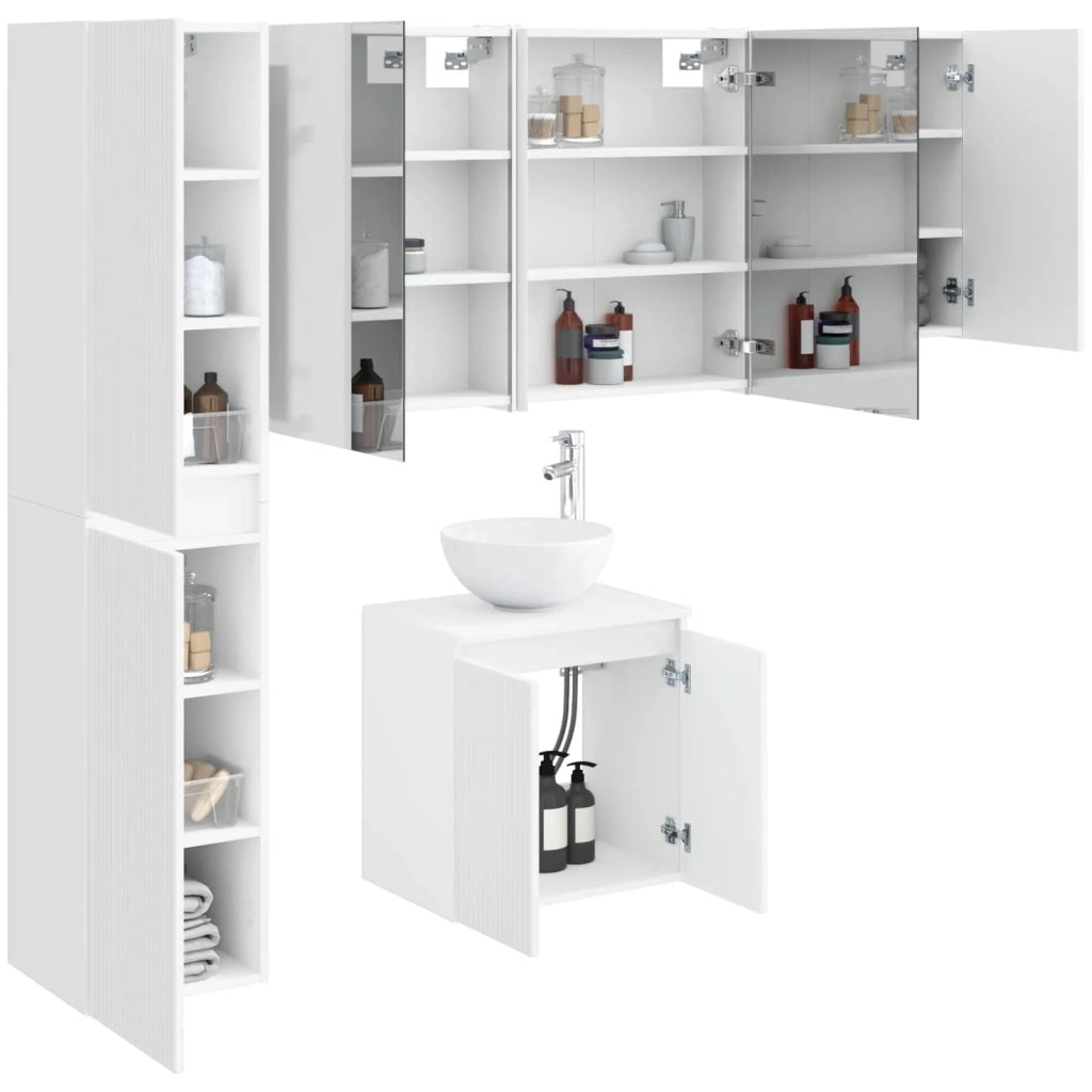 Set di Armadi da Bagno 5 pcs Bianco 53 x 15,5 x 70 cm 3407303