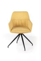 E-STYLO Sedia da pranzo in tessuto giallo con gambe e struttura in metallo nero, imbottita, 56cm X 56cm H. 87cm.