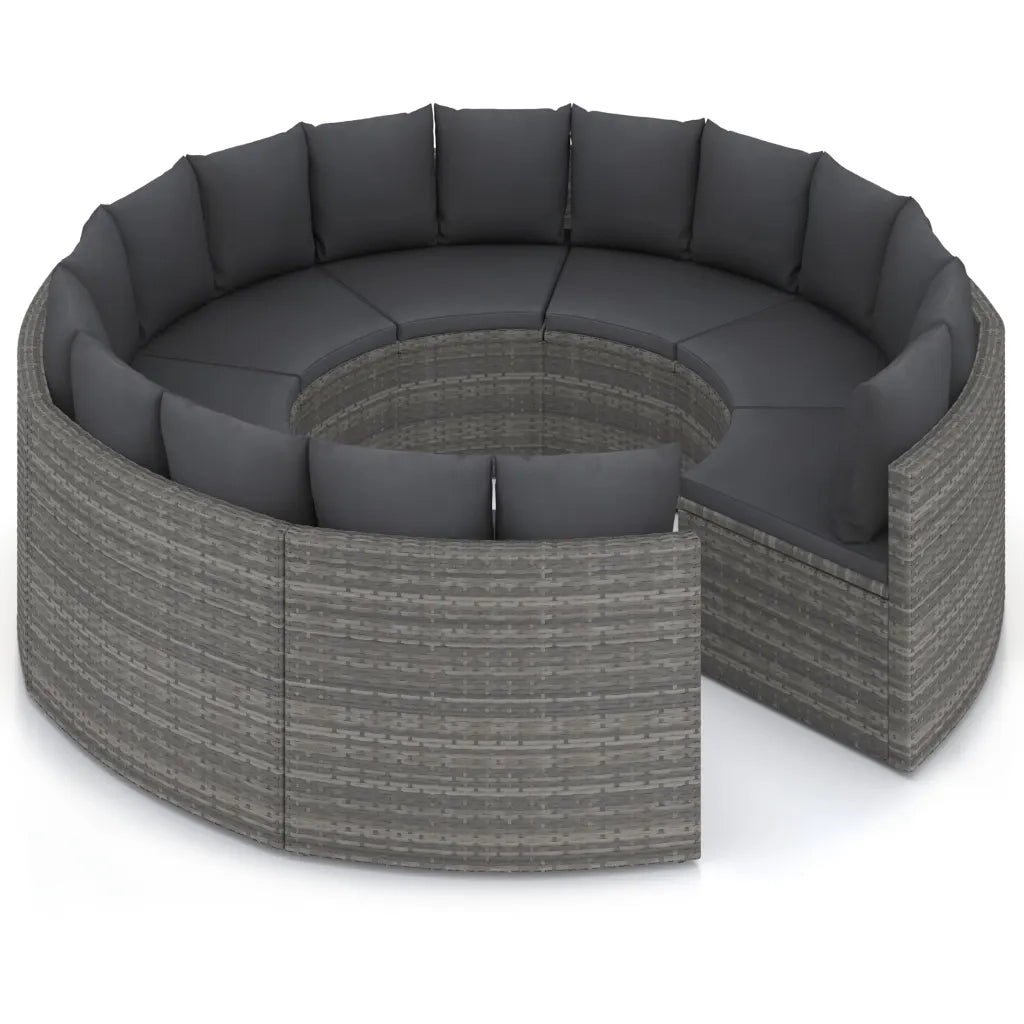 Set Divani da Giardino 8 pz con Cuscini in Polyrattan Grigio cod mxl 41285