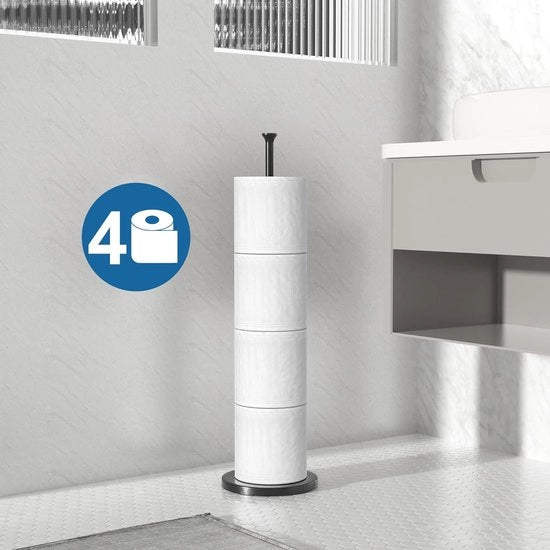 Sostituto di carta igienica in stile moderno, 721DEB: contenitore di carta igienica in vetro, stand per 4-6 rotoli di riserva - dispensatore di carta igienica per bagno