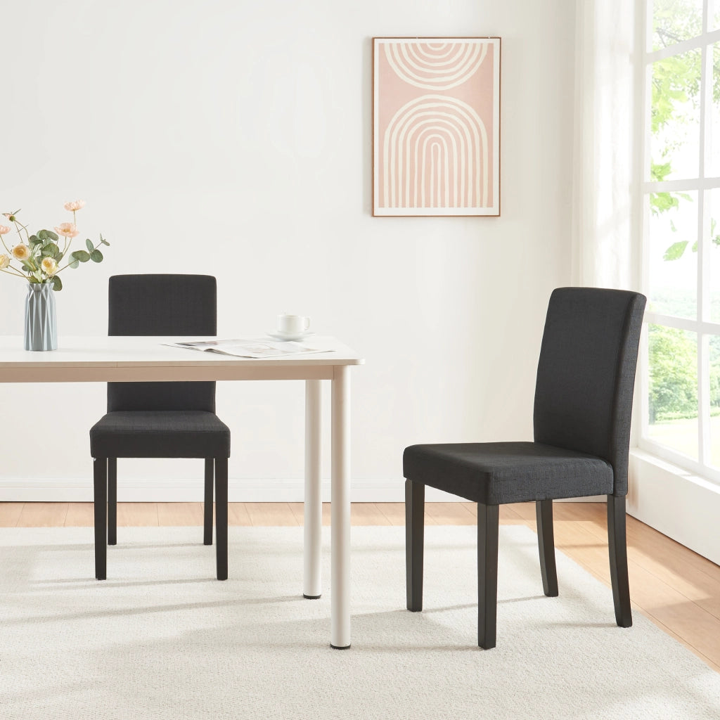Set Hamburg di 6 Sedie Imbottite da Sala con Rivestimento in Tessuto Nero [en.casa]
