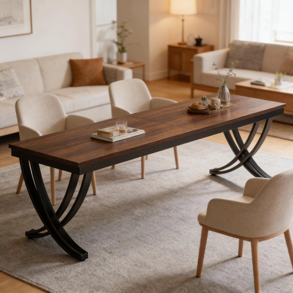 Scrivania doppia con gambe a X - per ufficio - in metallo e legno - 200×70 cm - nero