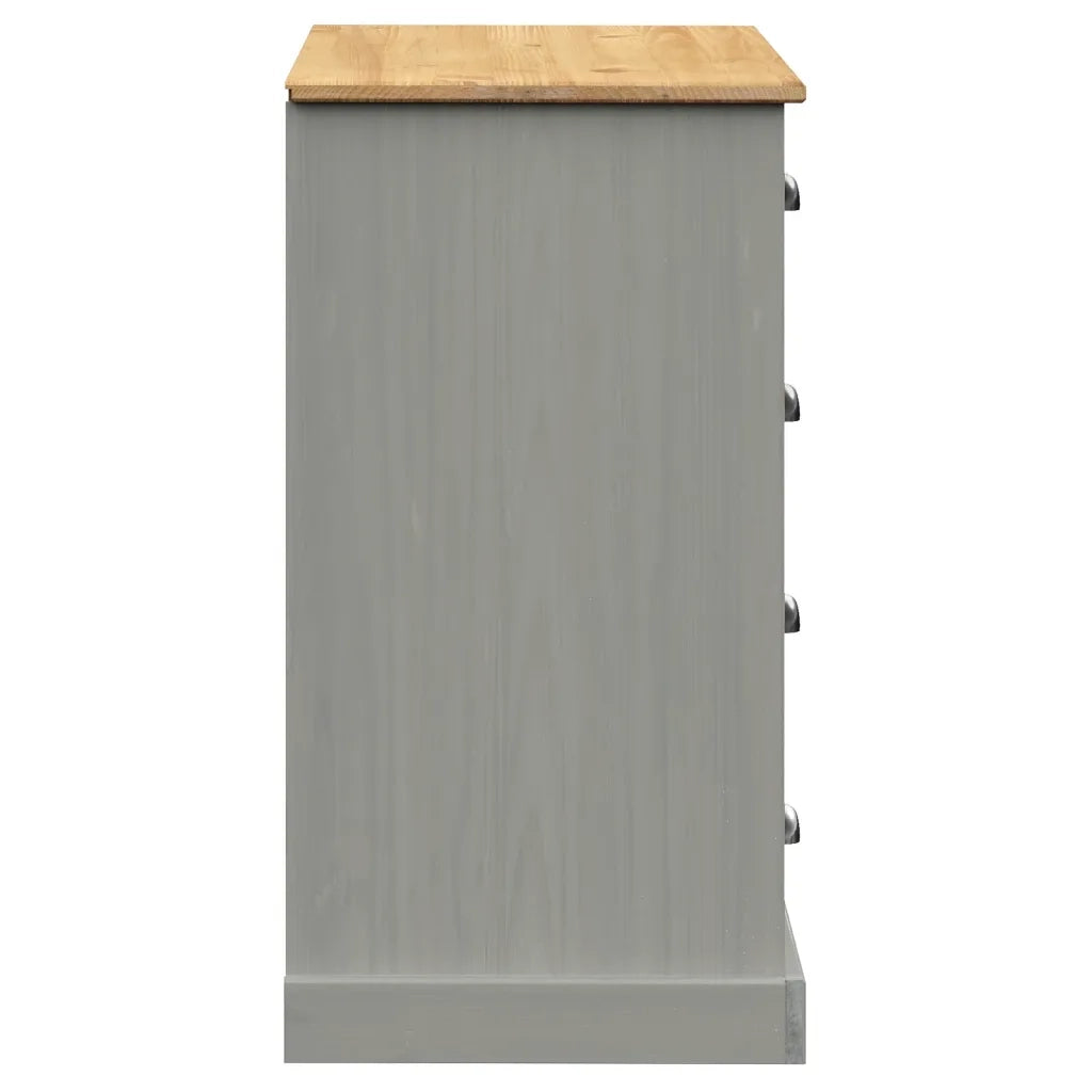 Credenza Cassetti-Buffet-Armadio da cucina VIGO 113x40x75 cm Legno Massello Pino Grigio
