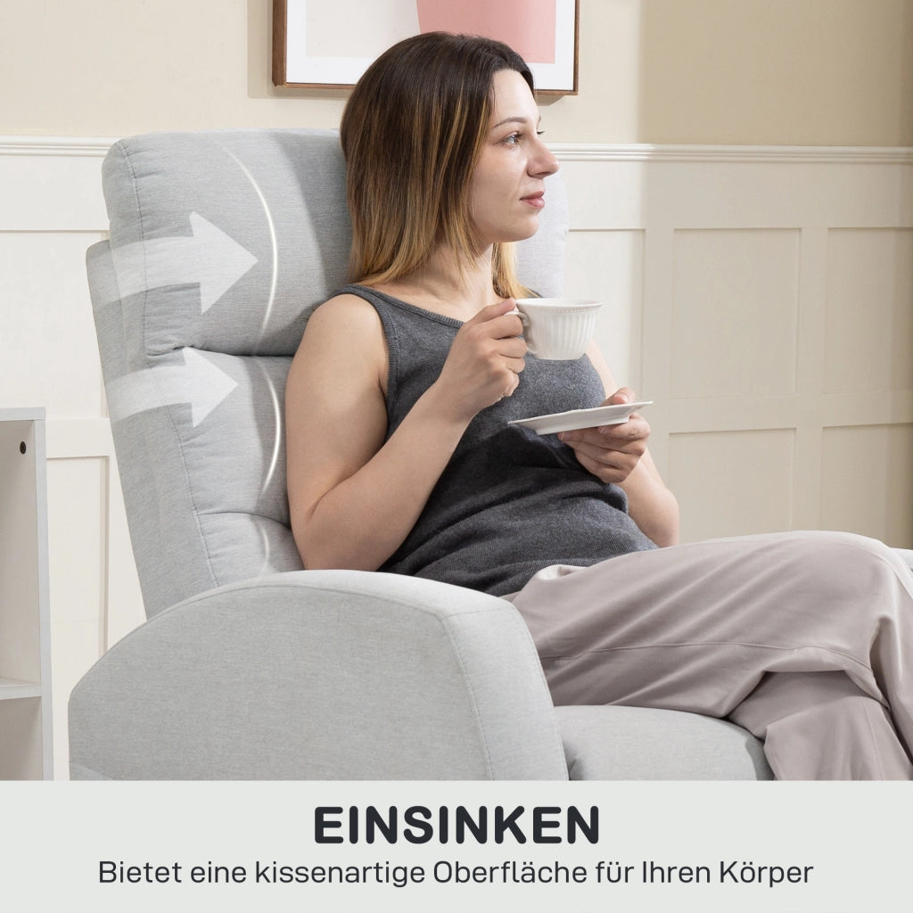 Poltrona Relax Massaggiante Reclinabile con Poggiapiedi ¨C zephmum ¨C Grigio Chiaro