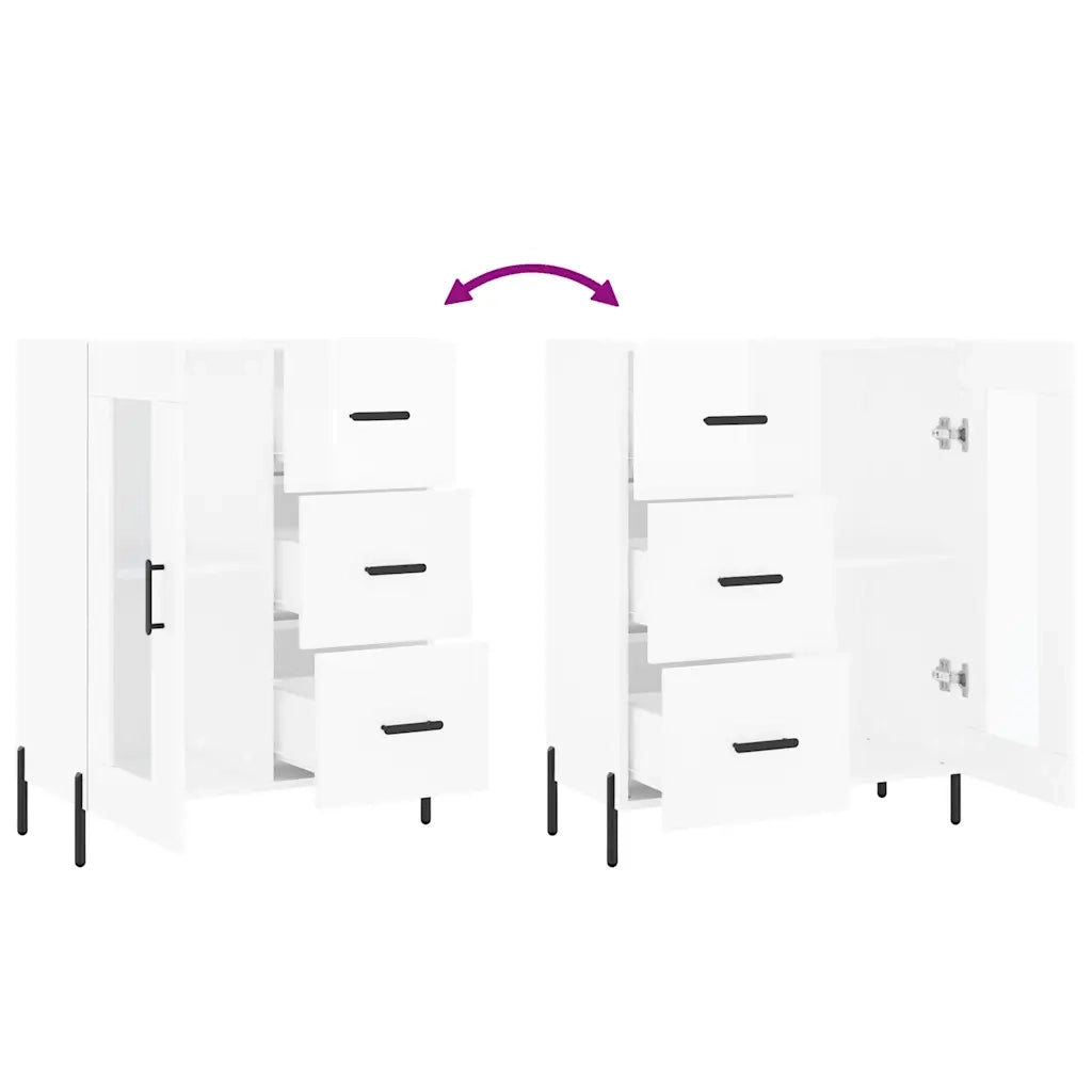 Credenza-Buffet-Armadio da cucina 69,5x34x90 cm in Legno Multistrato Bianco Lucido 371190