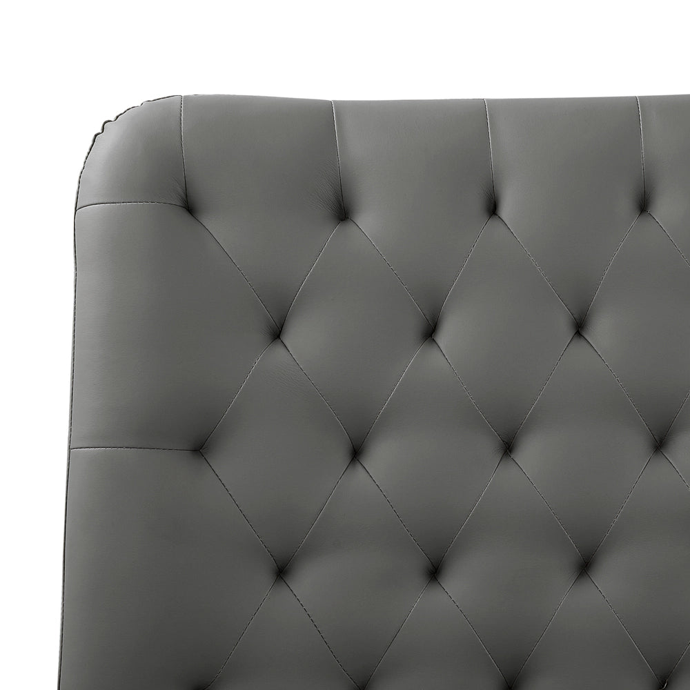 Letto rivestimento in ecopelle grigia 180 x 200 cm dal design moderno con testiera trapuntata