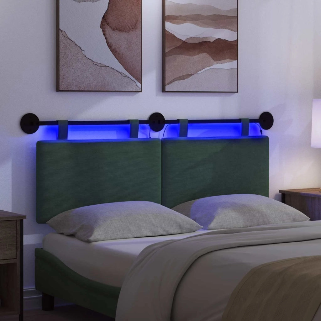 Testiera sospesa Con luce LED Verde Giungla Tessuto in Cords 3424313