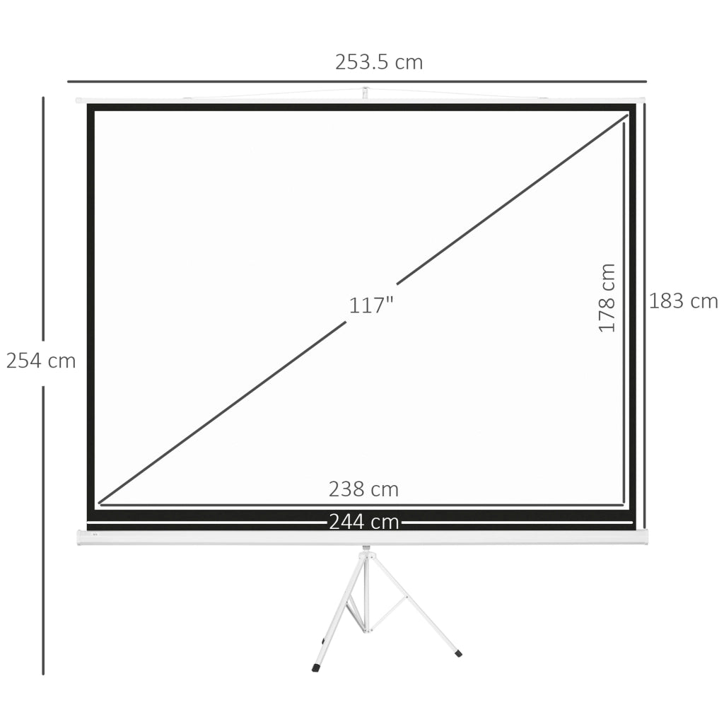 EasyComfort Telo Proiettore da 120" Formato 4:3 in Tessuto a Rete, Plastica e Metallo con Treppiedi, 244x190 cm, Bianco