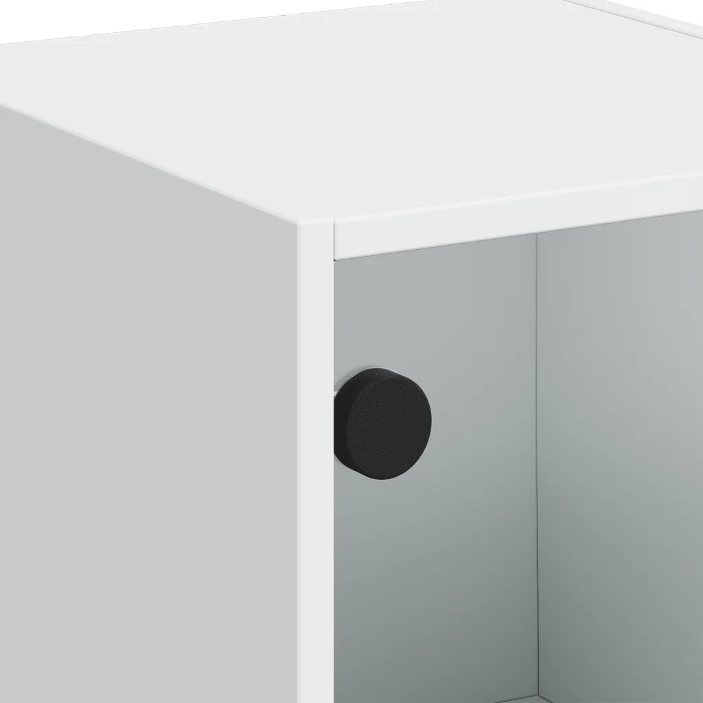 Credenza con Ante in Vetro Bianca 35x37x109 cm
