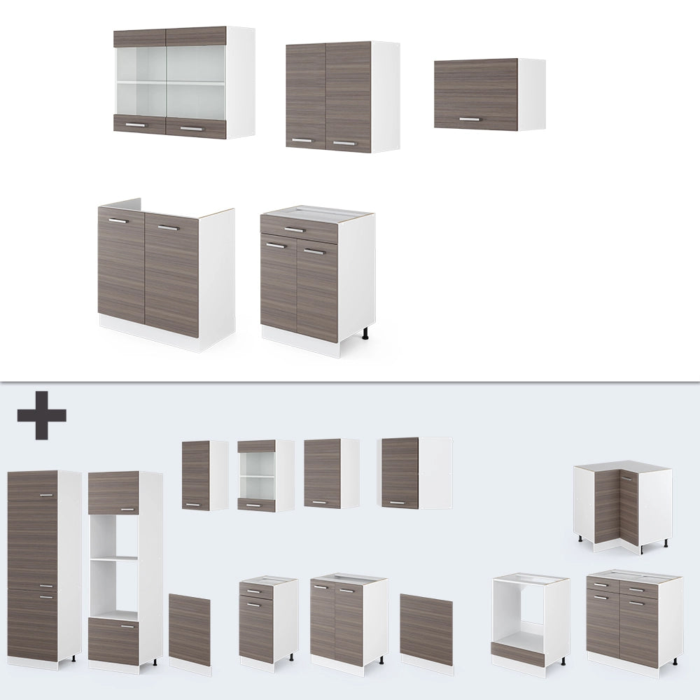 Vicco Cucina componibile Grigio prezioso/bianco 200 cm , PL Antracite