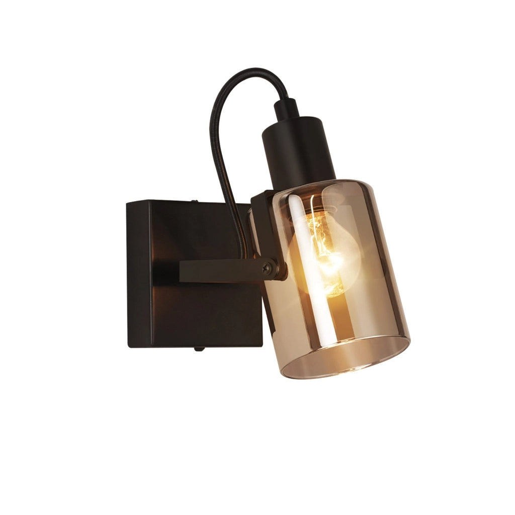 ZMH Faretto da soffitto 1 fiamma vetro grigio fumé retrò E14 per camera letto corridoio