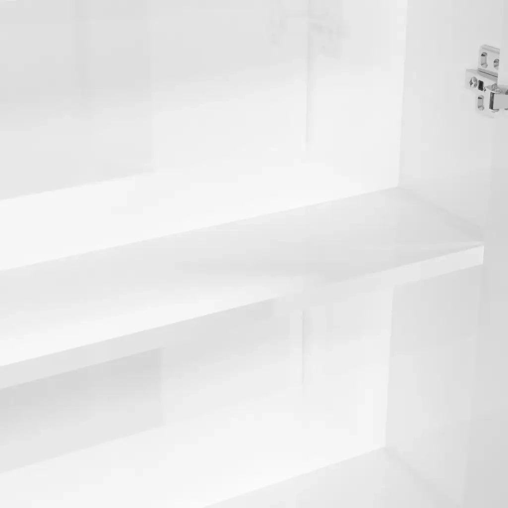 Armadietto a Specchio per Bagno-Mobiletto a specchio 60x15x75 cm MDF Bianco Lucido