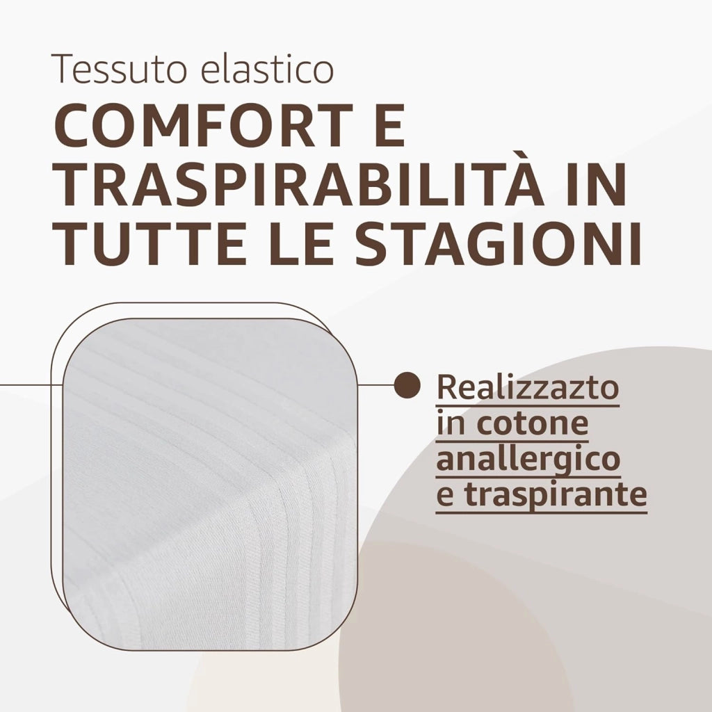 Coprimaterasso Matrimoniale in Cotone 160x190x25 cm con Angoli Elasticizzati - Traspirante e Anallergico