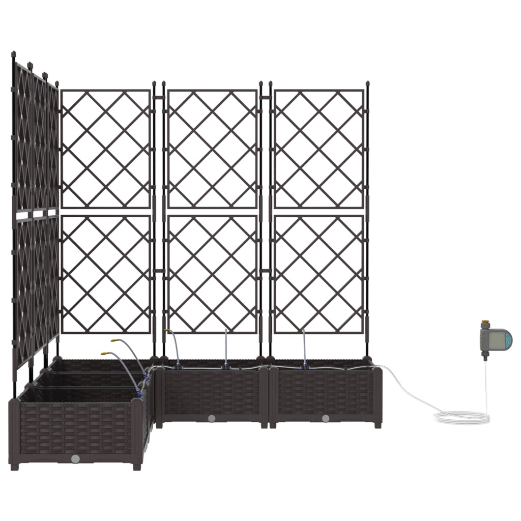 Vasi da Giardino con Sistema di Irrigazione 5 pz Marrone
