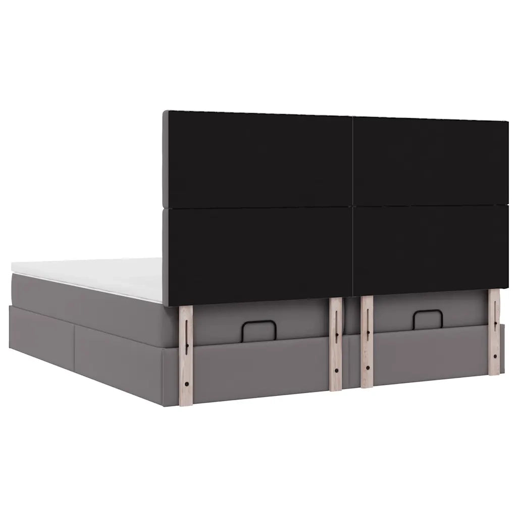 Struttura Letto Pouf con Materassi Grigio 200x200 cm Similpelle 3313662