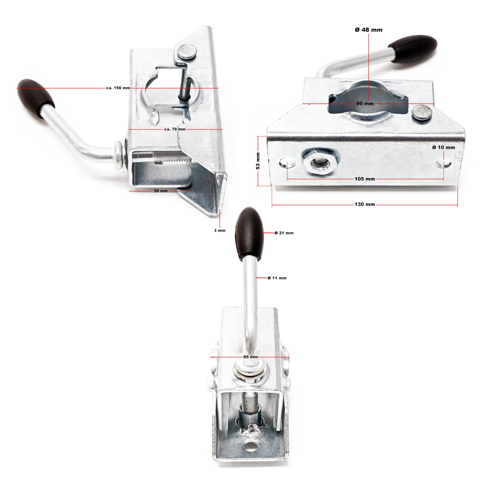 Servotimone con ruota 362 kg Ruotino per carrello appendice con supporto e morsetti