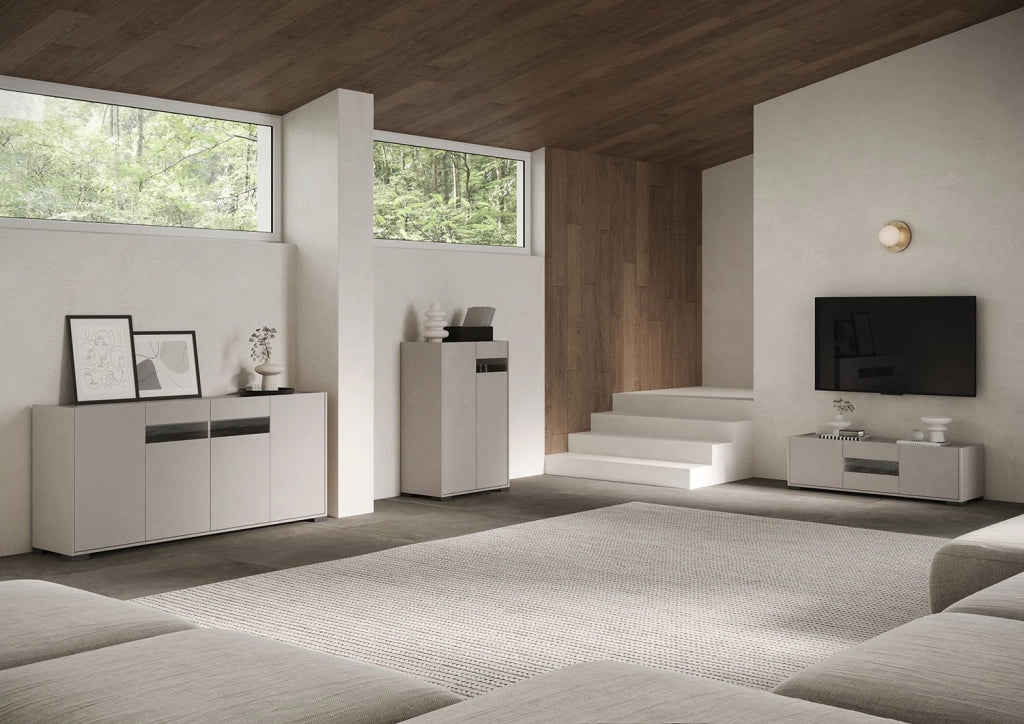 Credenza alta 2 ante 70x35x110 cm cashmere - RIFLESSO