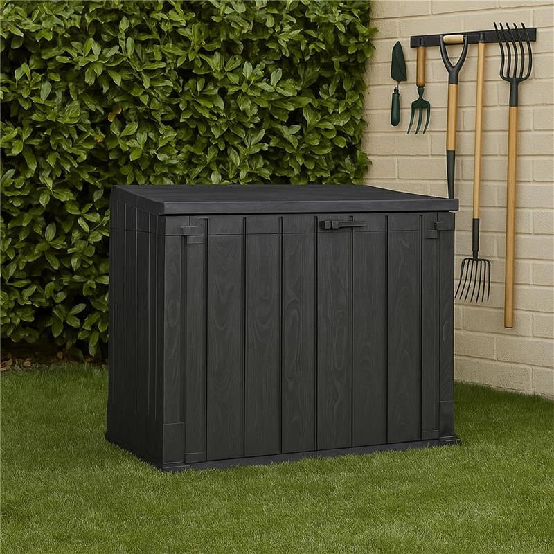 BAULE DA GIARDINO, CONTENITORE DA INTERNO O ESTERNO PORTA-ATREZZI UV RESISTENTE - FOREST GREEN 129,8X74,5X111H CM
