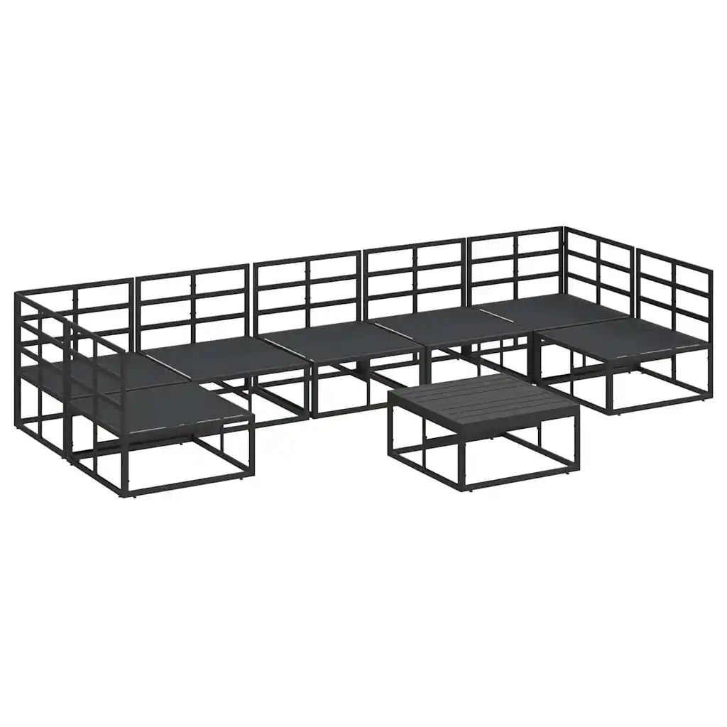 vidaXL Set Divano da Giardino con cuscino 8 pcs Nero Alluminio