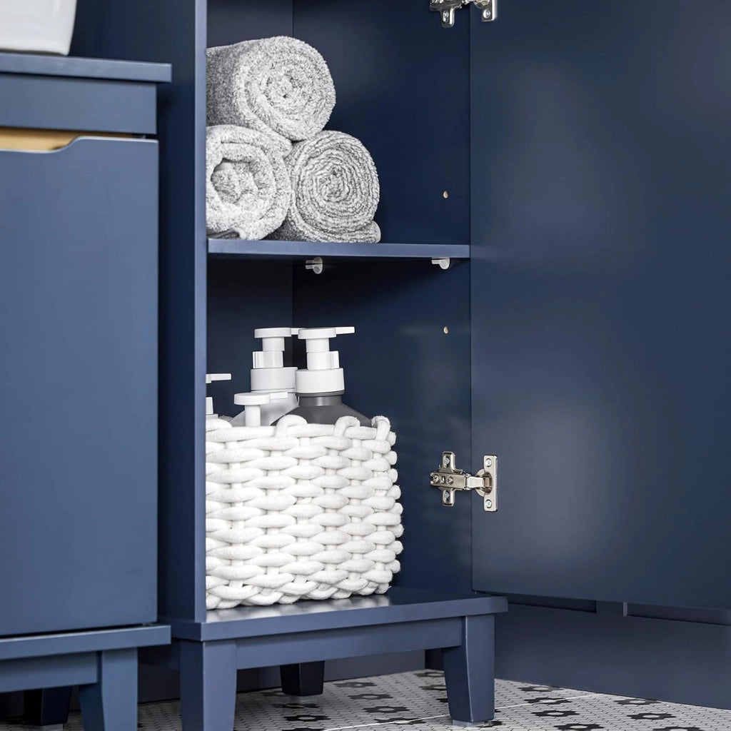 Mobile alto da bagno Mobile colonna bagno salvaspazio Armadio da terra Colore blu 35x30x170 cm BZR112-B
