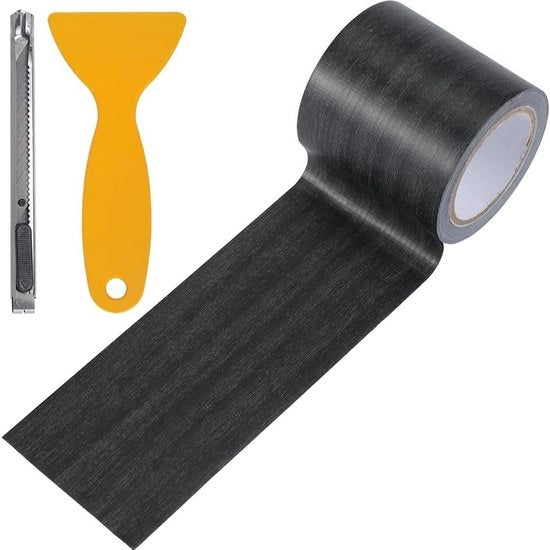 Tape di riparazione in legno scuro con patch in legno realistico e schermatura PE - Utensile di uso comune per bordi di carta da parati e artigianato.