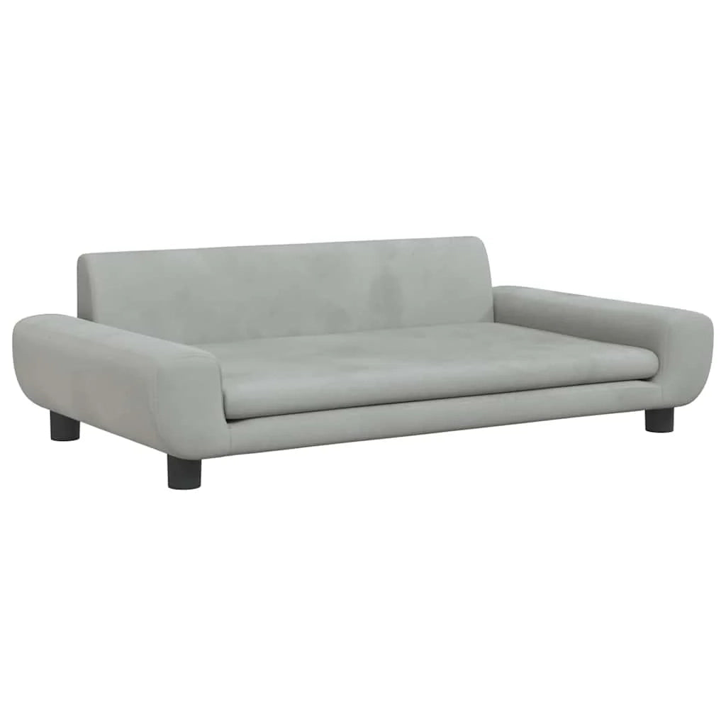 Cuccia per cani comoda cesta da divano colore chiaro 100 x 54 x 33 cm velluto grigio 02_0043090