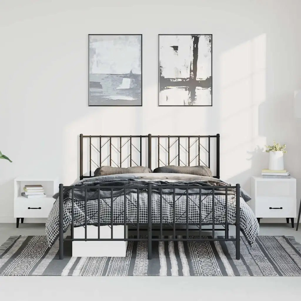 Giroletto con Testiera e Pediera Metallo Nero 193x203 cm 374461