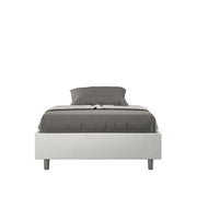 Letto Sommier imbottito 1 piazza e mezza 120x190 cm Azelia - Bianco,Similpelle,Senza rete