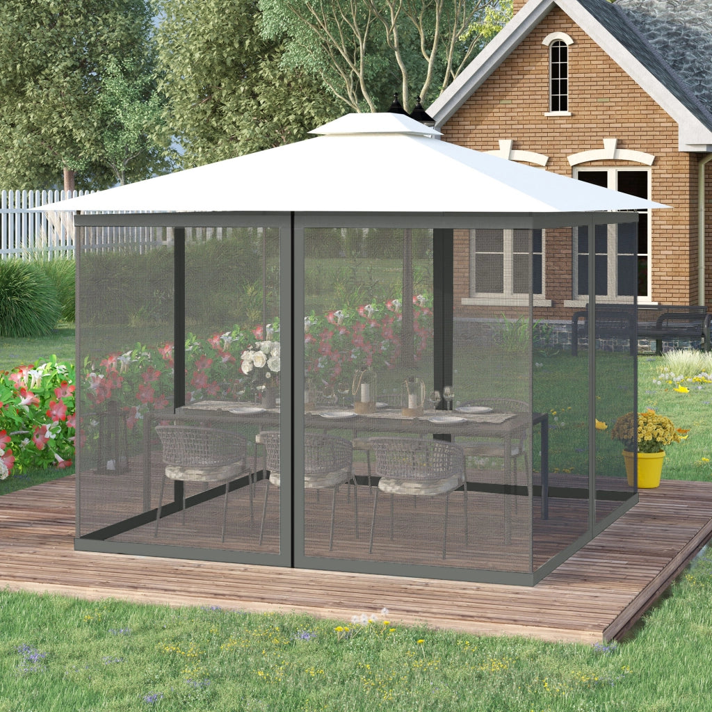 Zanzariere per gazebo giardino ¨C zephmum ¨C 4 pezzi per 3x4m grigio