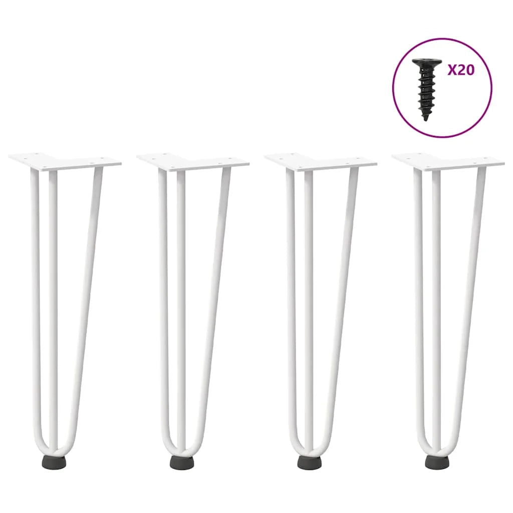 Set di 4 gambe a forcina per tavolino da 42 cm design moderno con piedini regolabili in acciaio bianco 02_0056740