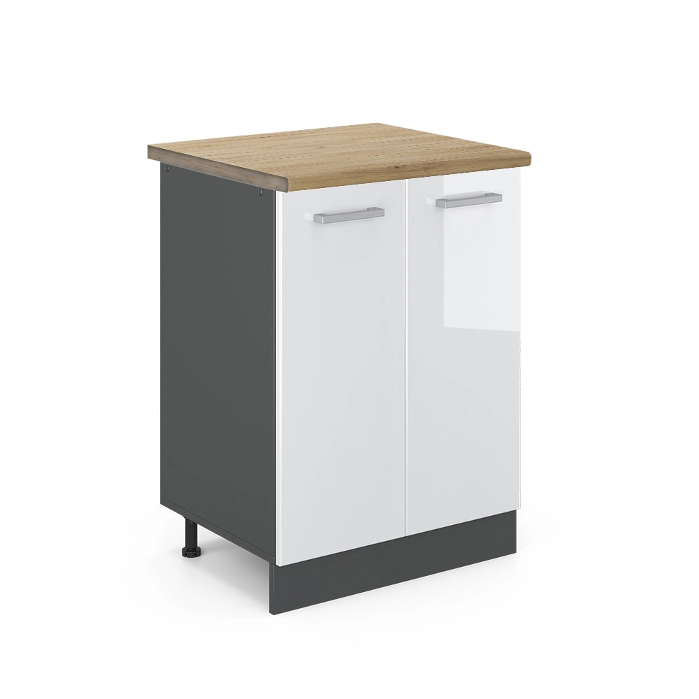 Vicco Mobiletto base cucina Bianco lucido 60 cm , PL Rovere