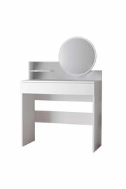 Comodino "Harmony Mini Round" con specchio in legno - 90 x 40 x 133 cm - Bianco