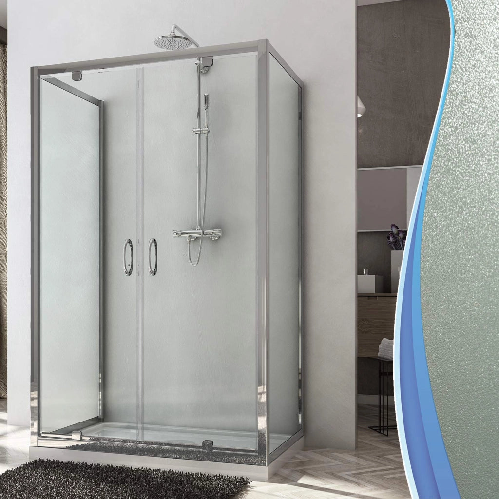Box Doccia 3 Lati 75x90x75 cm 2 Ante Battenti in Cristallo Opaco 6mm H185 Fosterberg Koge Trio