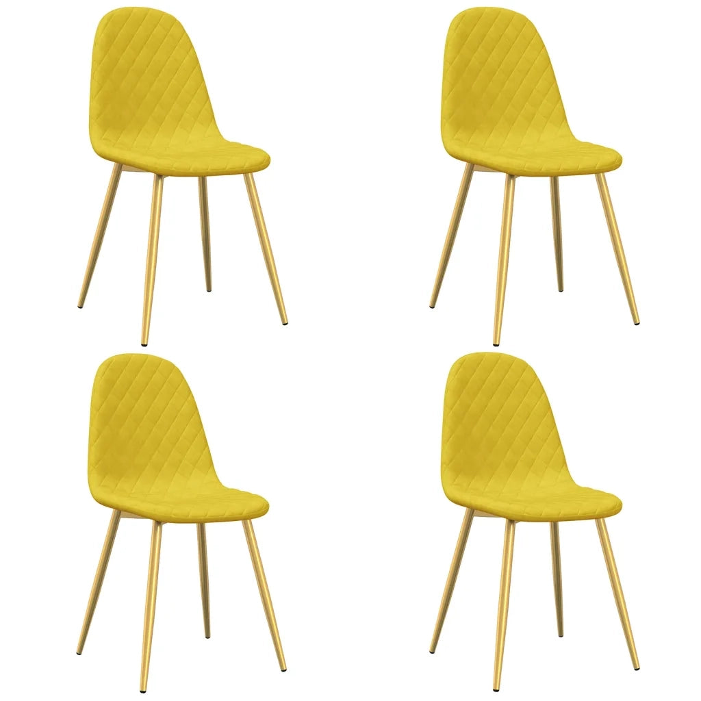 Sedie da Pranzo 4 pz | Sedie da cucina Giallo Senape in Velluto