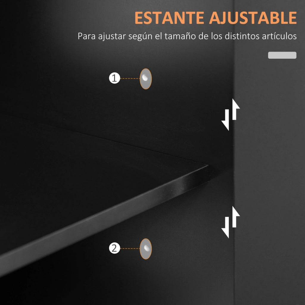 Armadio Mobile con Ante, Cassetto e Ripiani ¨C Zephmum ¨C 109x40x89 cm Nero