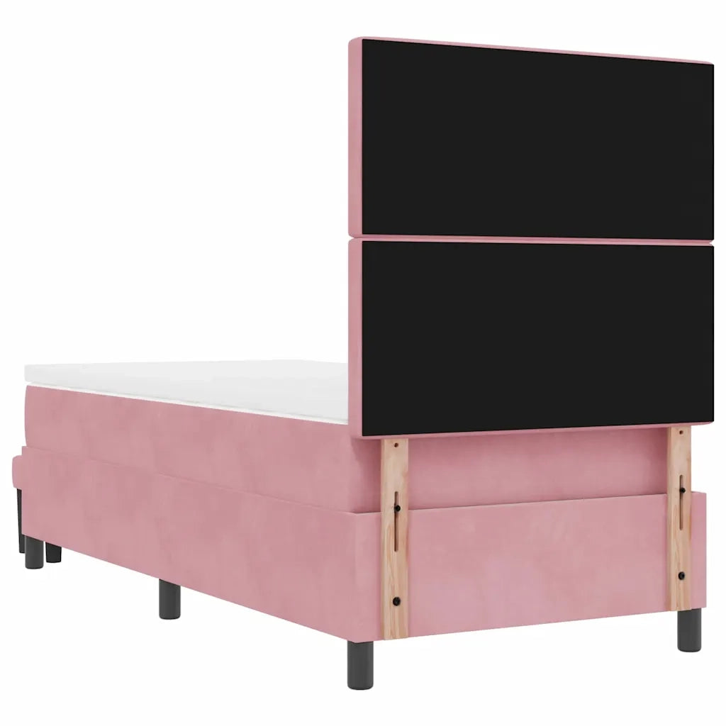 Letto a molle con testiera Rosa 200 x 90 cm Velluto 3344425
