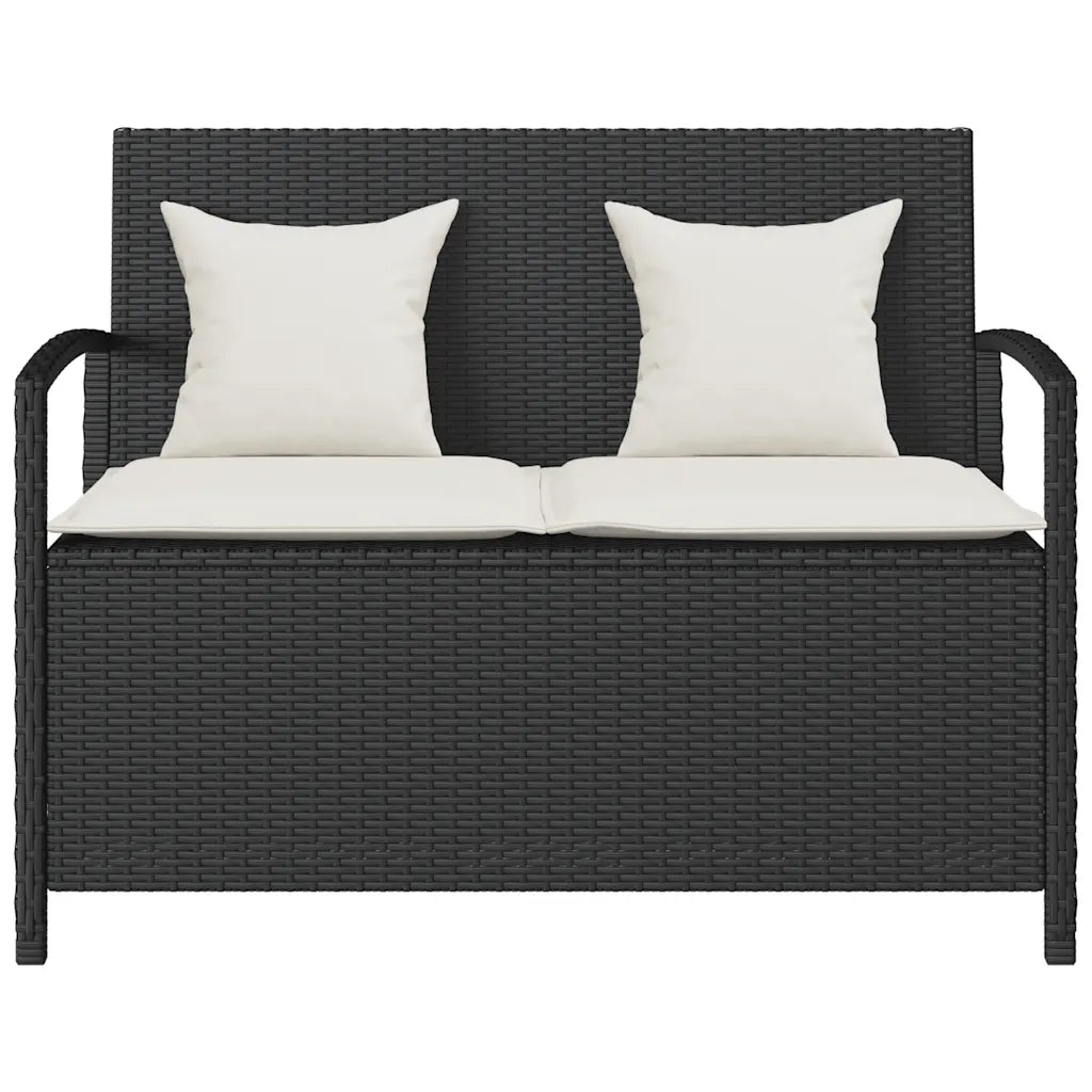 Panca Portaoggetti da Giardino con Cuscino in Polyrattan Nero 4104211