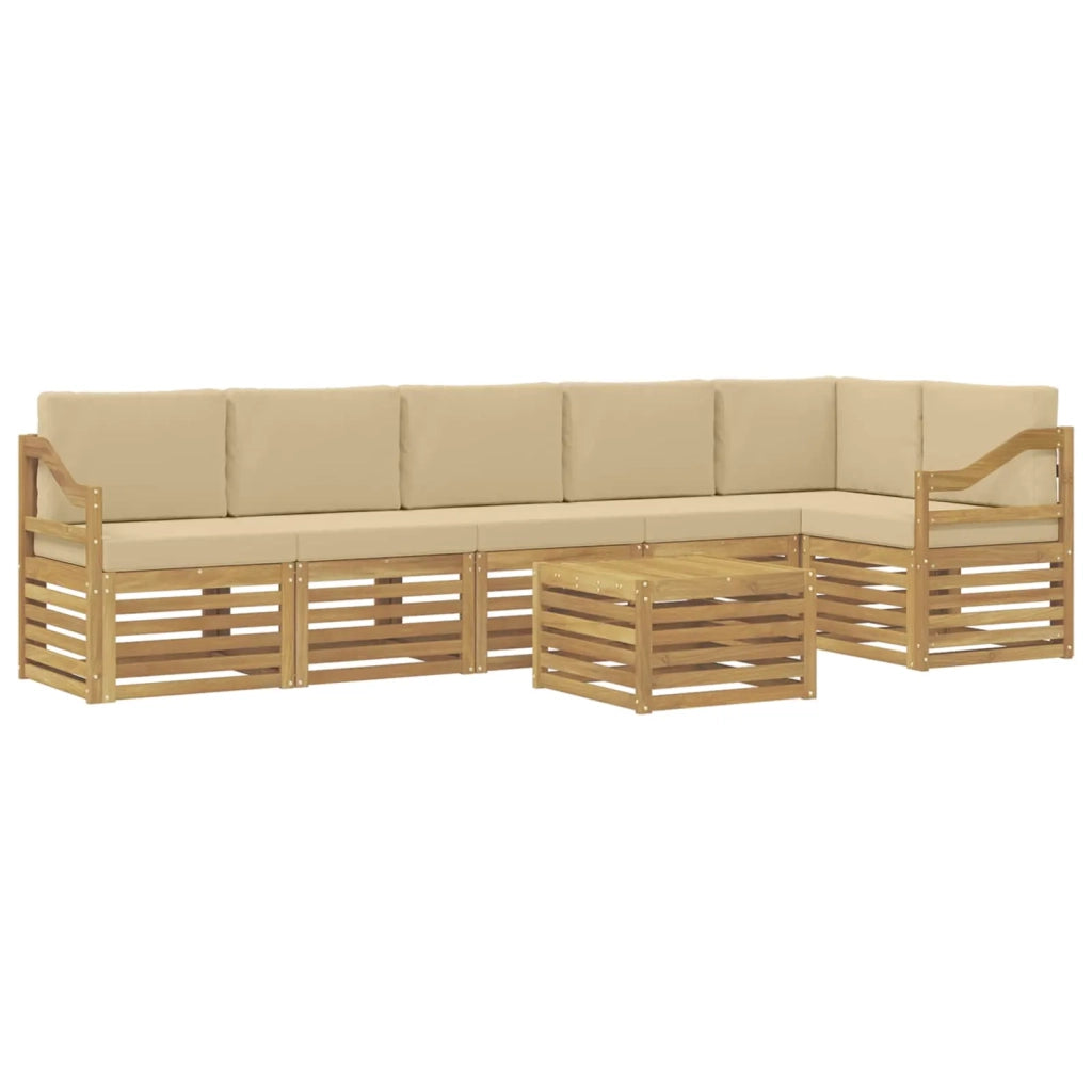 Set di divani da esterno 7 pcs Bianco e Beige 59 x 59 x 37 cm 3391973
