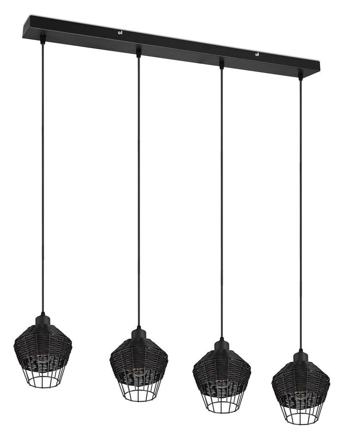 Lampada a Sospensione da Interno Attacco E27 in Tessuto Nero