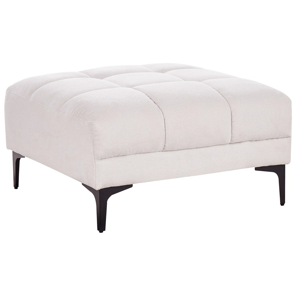 Ottomana in tessuto bianco sporco 80 x 88 x 41 cm Poggiapiedi Divano Fine