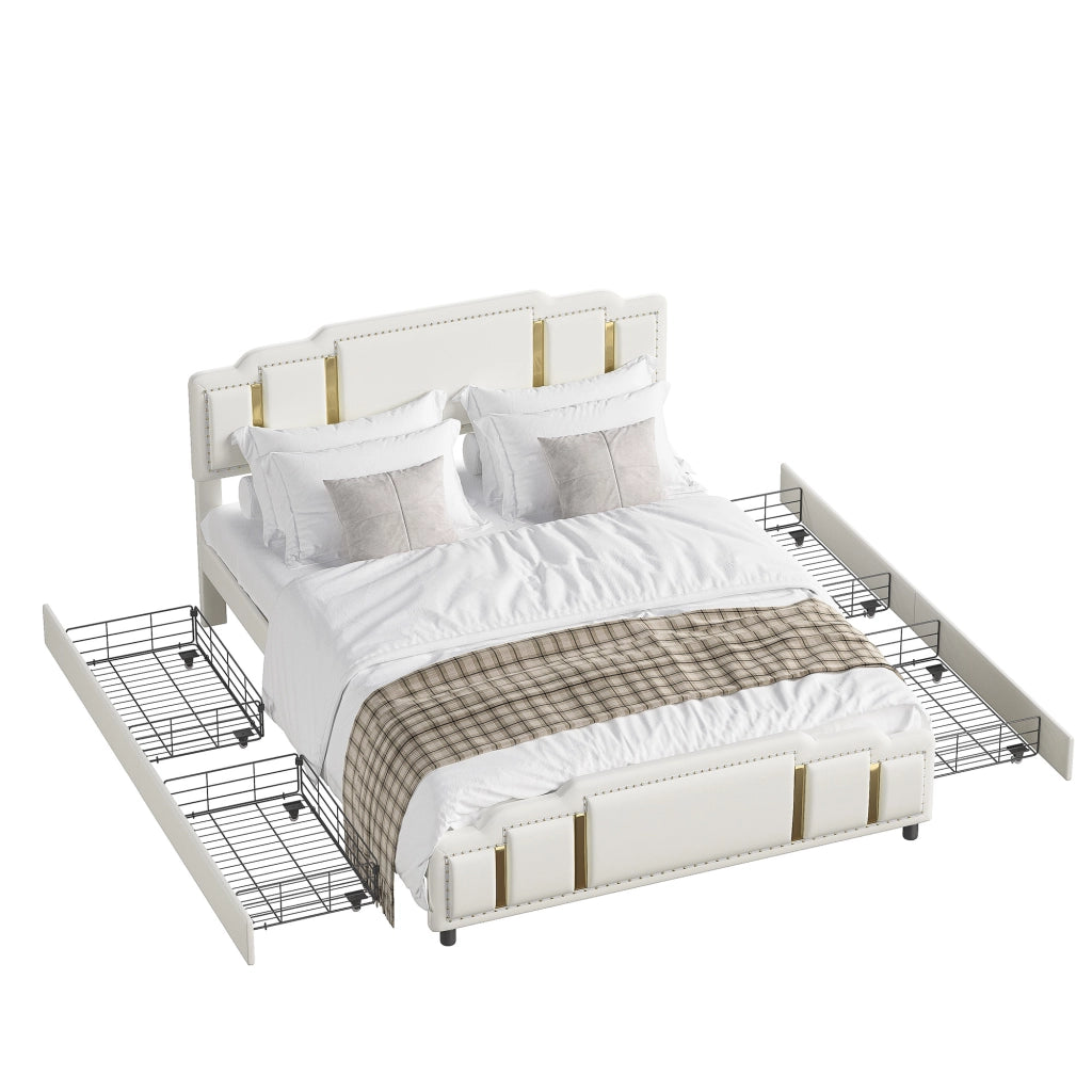 Letto contenitore con cassetti ¨C Minimal ¨C Beige 160x200cm