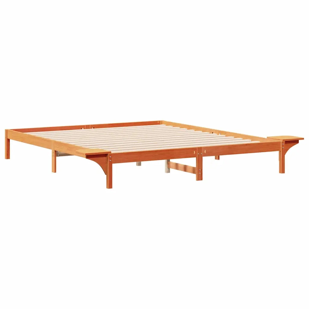 Letto con Tavolini Laterali Marrone cerato 200 x 220 cm
