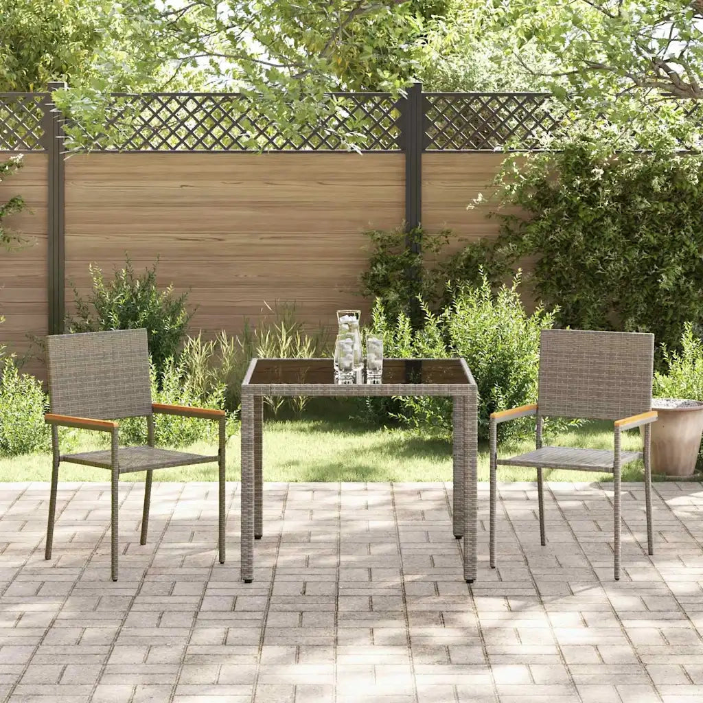 Set da Pranzo per Giardino 3 pz | Set Salotto da Giardino Grigio polyrattan