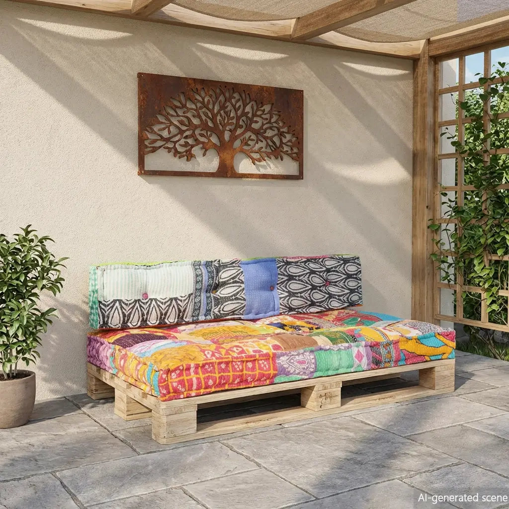 Cuscino per sedie | Cuscino per Divani Pallet Multicolore in Tessuto Patchwork